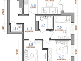 Продается 4-комнатная квартира ЖК Первый Ленинский квартал, дом 1, 65.2  м², 6910250 рублей