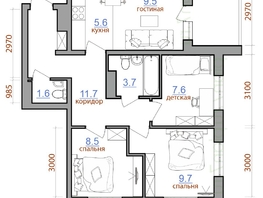 Продается 4-комнатная квартира ЖК Первый Ленинский квартал, дом 1, 63.1  м², 6720350 рублей