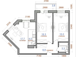 Продается 3-комнатная квартира ЖК Первый Ленинский квартал, дом 2, 69.9  м², 7123750 рублей