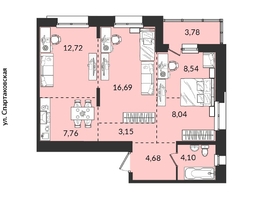 Продается 3-комнатная квартира ЖК Источник, дом 6, 69.46  м², 8362984 рублей