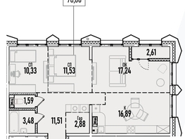 Продается 3-комнатная квартира ЖК Аквамарин, дом 1, 78.06  м², 15299760 рублей