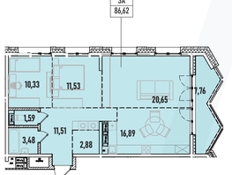Продается 3-комнатная квартира ЖК Аквамарин, дом 1, 86.62 м², 16977520 рублей