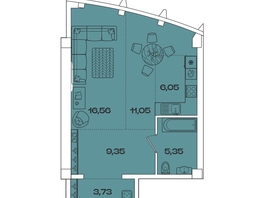 Продается 1-комнатная квартира ЖК Звезды, дом 3, 52.34 м², 13838696 рублей