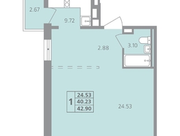 Продается 1-комнатная квартира ЖК Радужный мкр, дом 11-4, 42.9  м², 6435000 рублей