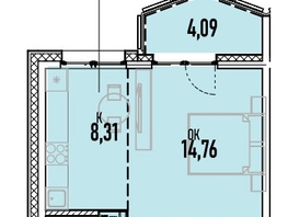 Продается 1-комнатная квартира ЖК Аквамарин, дом 1, 40.63 м², 8369780 рублей