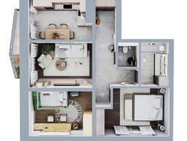 Продается 3-комнатная квартира ЖК Квартал Стрижи, 3 очередь, дом 2, 71.7 м², 14117283 рублей