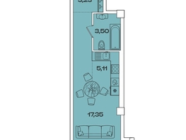 Продается 1-комнатная квартира ЖК Звезды, дом 3, 29.19 м², 10128930 рублей