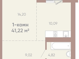 Продается 1-комнатная квартира ЖК Новые горизонты на Советской, д 1, 41.22  м², 7980000 рублей