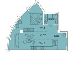 Продается 1-комнатная квартира ЖК Звезды, дом 3, 53.12 м², 14831104 рублей