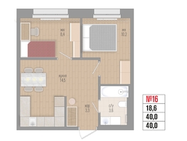 Продается 2-комнатная квартира ЖК Квартал Стрижи, 3 очередь, дом 2, 40  м&sup2;, 9570000 рублей