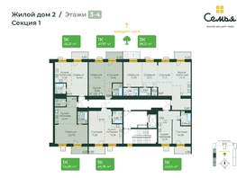 Продается 1-комнатная квартира ЖК Семья, 4 очередь, б/c 9, 54.96  м², 9077518 рублей