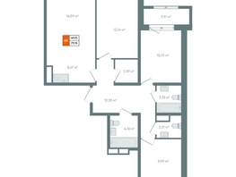 Продается 4-комнатная квартира ЖК Автор, дом 2, 81.52  м², 11965100 рублей