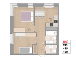 Продается 2-комнатная квартира ЖК Квартал Стрижи, 3 очередь, дом 2, 49.7  м²,  рублей