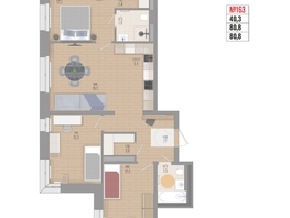 Продается 4-комнатная квартира ЖК Квартал Стрижи, 3 очередь, дом 1, 83.8  м²,  рублей