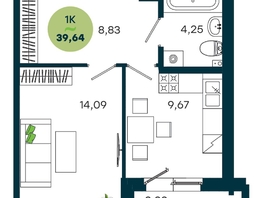 Продается 1-комнатная квартира ЖК ЖиВой комплекс на Кузьмихе, 39.64  м&sup2;, 7600000 рублей