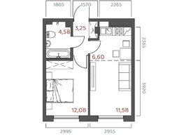 Продается 1-комнатная квартира ЖК Салют, 38.09  м&sup2;, 8003470 рублей