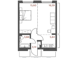 Продается 1-комнатная квартира ЖК Салют, 45.05  м&sup2;, 9507802 рублей