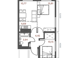 Продается 2-комнатная квартира ЖК Салют, 50.49  м&sup2;, 10660963 рублей