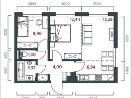 Продается 2-комнатная квартира ЖК Салют, 53.54  м&sup2;, 11074749 рублей