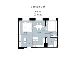Продается 2-комнатная квартира ЖК ВЕКТОР премиум-квартал, дом 1, 65.32  м&sup2;, 19316000 рублей
