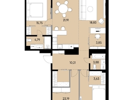 Продается 4-комнатная квартира ЖК ВЕКТОР премиум-квартал, дом 2, 125.66  м&sup2;, 35945000 рублей