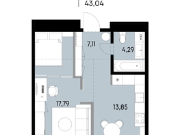 Продается 1-комнатная квартира ЖК ВЕКТОР премиум-квартал, дом 2, 43.04  м&sup2;, 14310000 рублей