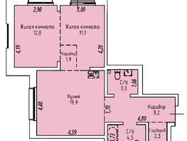 Продается 2-комнатная квартира ЖК Стрижи Сити, блок-секции 8,9, 64.7  м&sup2;, 14525000 рублей
