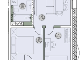 Продается 1-комнатная квартира ЖК Аквамарин, дом 2, 52.59  м&sup2;, 10780950 рублей