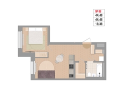 Продается 2-комнатная квартира ЖК Стрижи Сити, блок-секции 6,7, 44.48  м&sup2;, 12305000 рублей