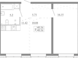 Продается 2-комнатная квартира ЖК Мега, дом 8, 48.56  м&sup2;, 5341600 рублей