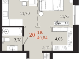 Продается 1-комнатная квартира ЖК 1661, 40.84  м&sup2;, 8372200 рублей