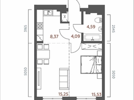 Продается 1-комнатная квартира ЖК Салют, 47.83  м&sup2;, 9422510 рублей