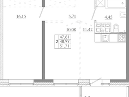 Продается 2-комнатная квартира ЖК Мега, дом 5, 51.71  м&sup2;, 5791520 рублей