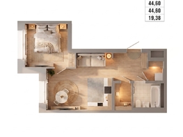 Продается 2-комнатная квартира ЖК Стрижи Сити, блок-секции 6,7, 44.6  м&sup2;,  рублей