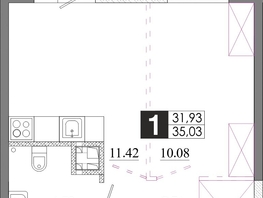 Продается 1-комнатная квартира ЖК Первый Ленинский квартал, Дом 6, 35.03  м&sup2;, 4939230 рублей