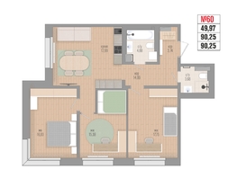 Продается 3-комнатная квартира ЖК Стрижи Сити, блок-секции 6,7, 90.25  м&sup2;, 20500000 рублей