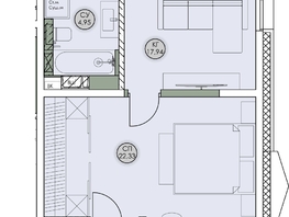 Продается 1-комнатная квартира ЖК Аквамарин, дом 2, 52.59  м&sup2;, 10255050 рублей