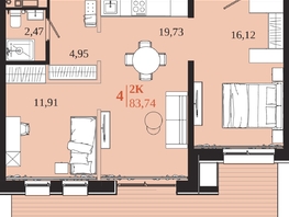 Продается 2-комнатная квартира ЖК 1661, 83.74  м&sup2;, 13454110 рублей