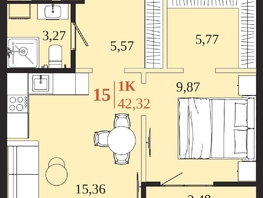 Продается 1-комнатная квартира ЖК 1661, 42.32  м&sup2;, 8823720 рублей