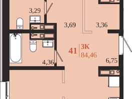 Продается 3-комнатная квартира ЖК 1661, 84.46  м&sup2;, 17314300 рублей