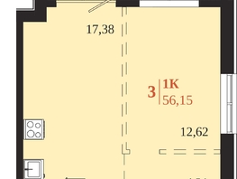 Продается 1-комнатная квартира ЖК 1661, 56.15  м&sup2;, 11621250 рублей