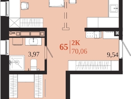 Продается 2-комнатная квартира ЖК 1661, 70.06  м&sup2;, 14712600 рублей