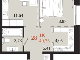Продается 1-комнатная квартира ЖК 1661, 40.35  м&sup2;, 8352450 рублей