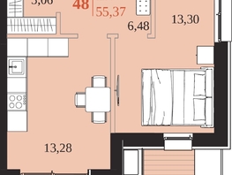 Продается 1-комнатная квартира ЖК 1661, 55.37  м&sup2;, 9875875 рублей