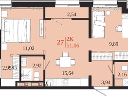Продается 2-комнатная квартира ЖК 1661, 51.06  м&sup2;, 10160940 рублей