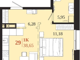 Продается 1-комнатная квартира ЖК 1661, 38.65  м&sup2;, 8193800 рублей