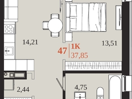 Продается 1-комнатная квартира ЖК 1661, 37.85  м&sup2;, 8024200 рублей