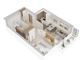 Продается 1-комнатная квартира  ЖиВой комплекс на Кузьмихе, 49.13  м&sup2;, 9600000 рублей