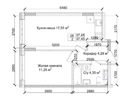 Продается 2-комнатная квартира ЖК 7 высот, дом 9, 38.48  м², 4155840 рублей