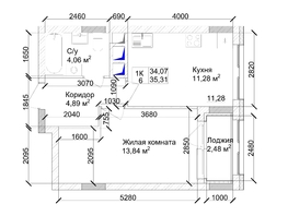 Продается 1-комнатная квартира ЖК 7 высот, дом 9, 36.07  м², 4941590 рублей